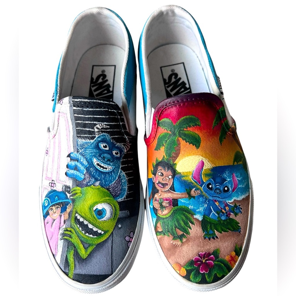 Vans Disney Pixar Lilo Stitch Monsters Hand Painted Rare Women's